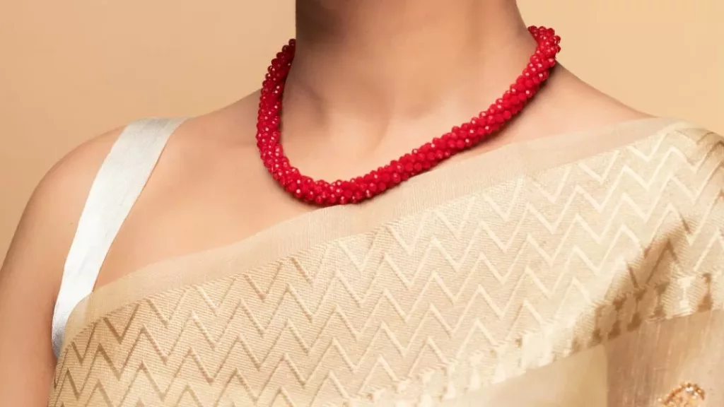 Maroon Beaded Stones Necklace As Work Jewellery