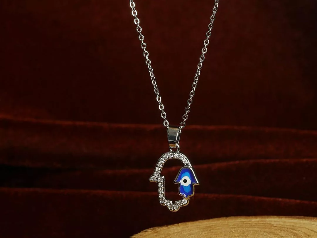 Hand Evil Eye Silver Necklace