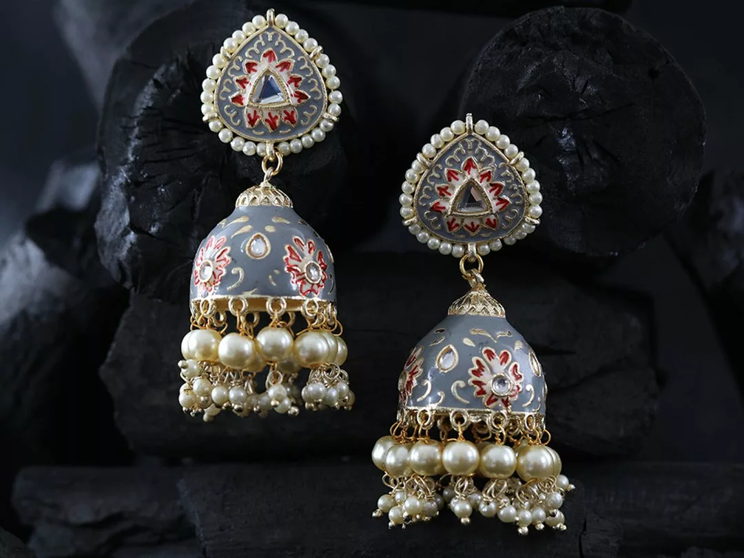 Handcrafted Jhumka With Peal Drop