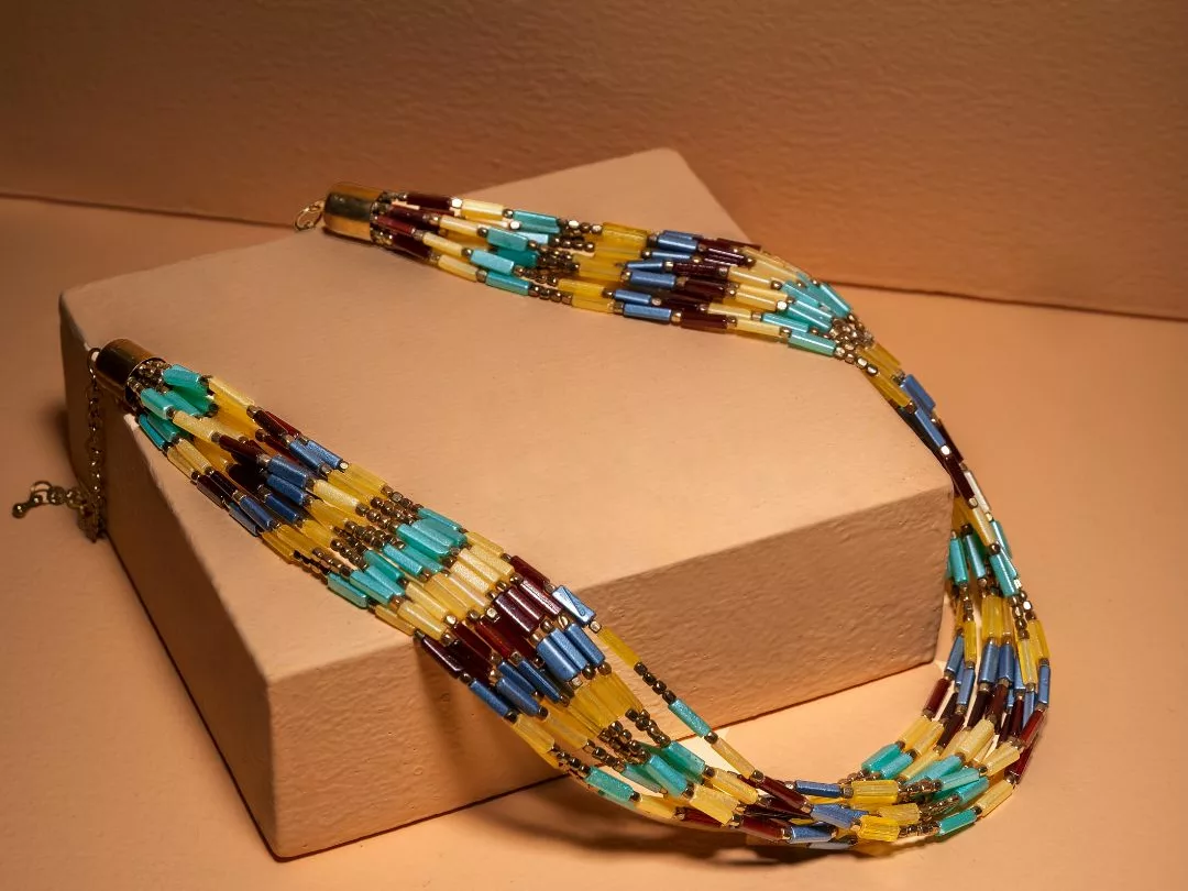 Multicolor Layered Beaded Gold-Plated Necklace
