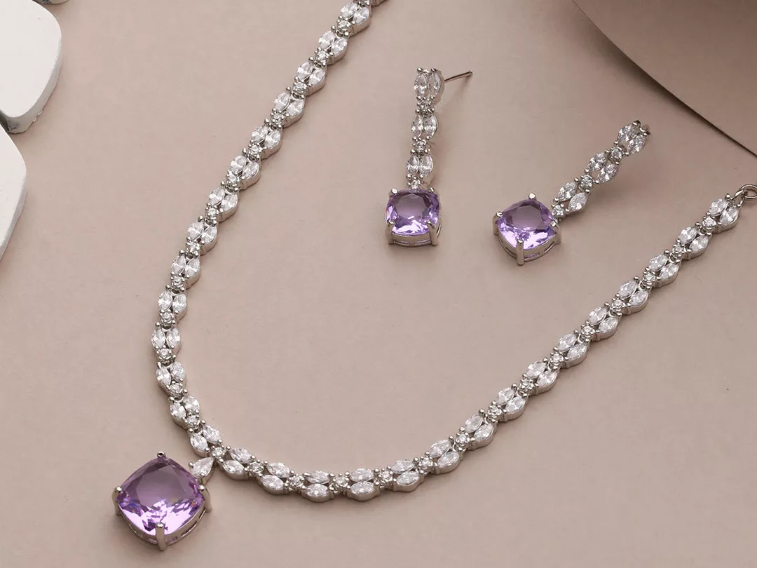 American Diamond Silver-Plated Jewellery Set