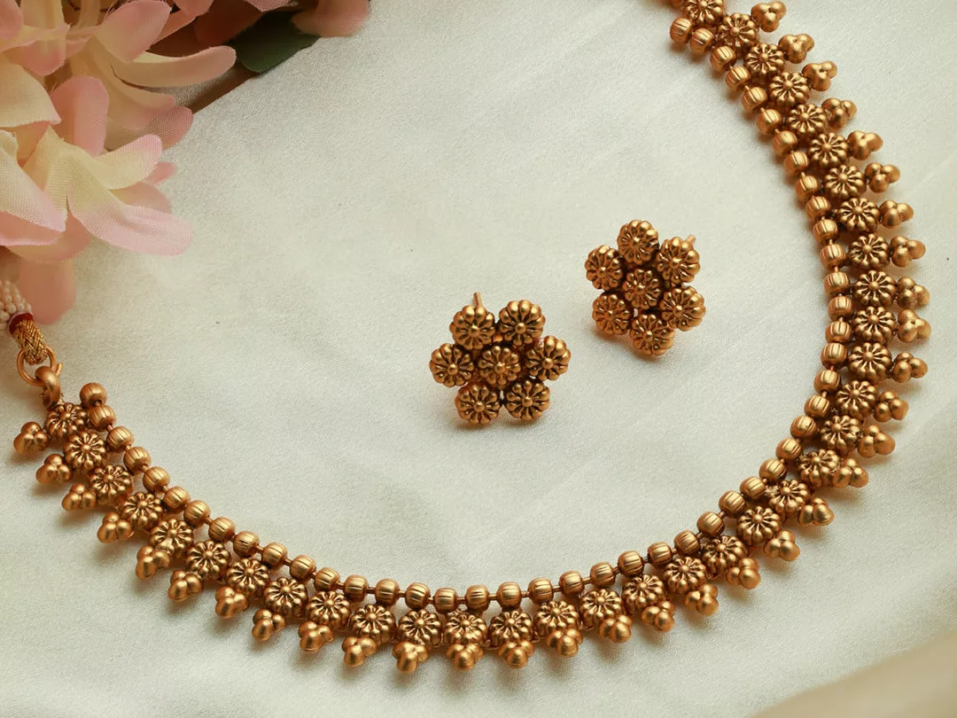 Floral Gold Plated Jewellery Set