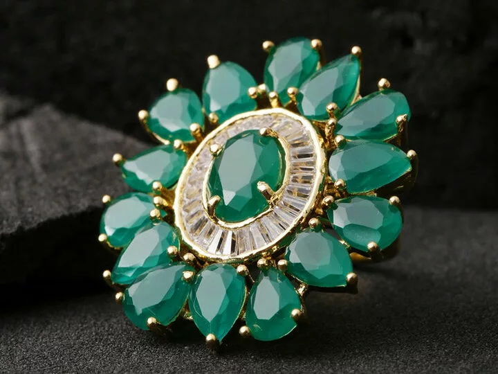 Green Floral Design Ring